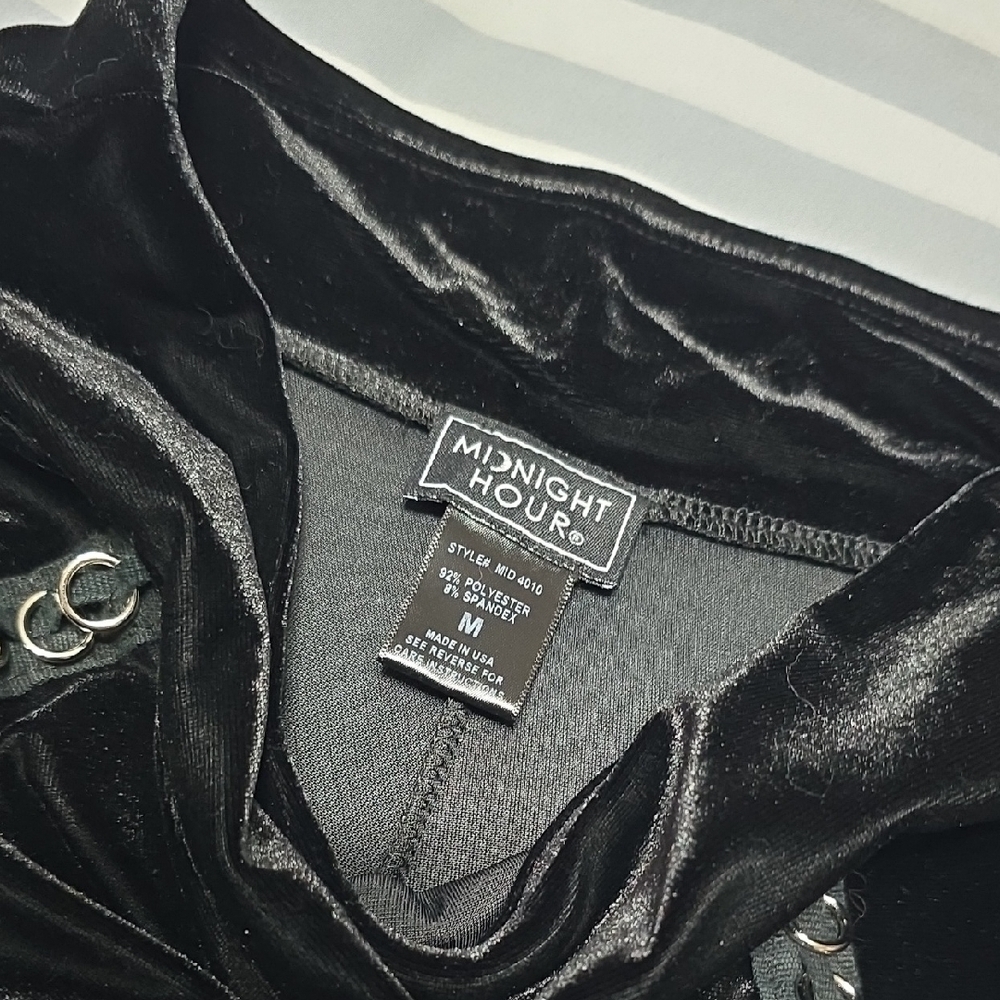 Midnight Hour Black Velvet Pants with Grommet Accents - Picture 3 of 6
